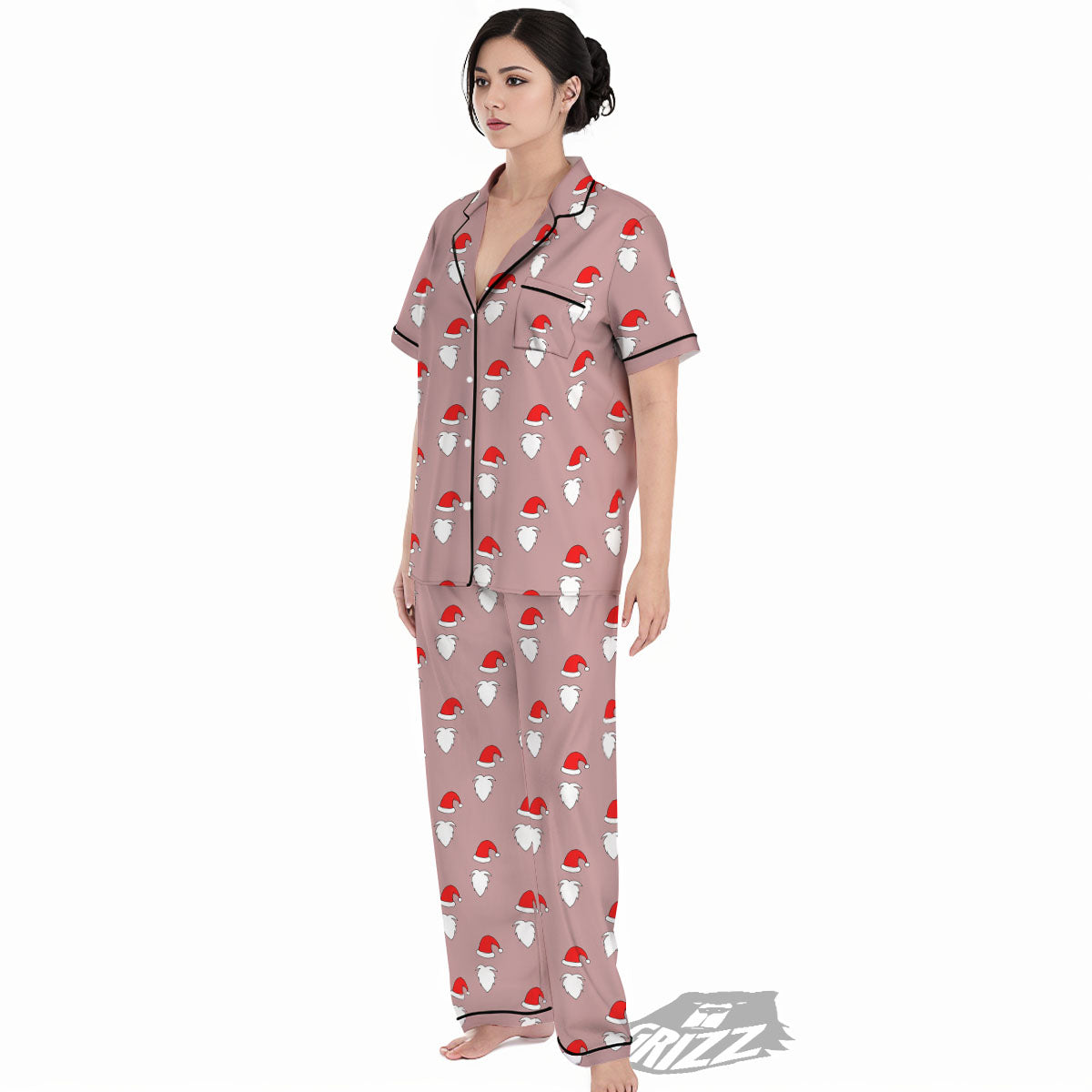 Beard Santa Claus Print Pattern Women's Pajamas Set-grizzshop