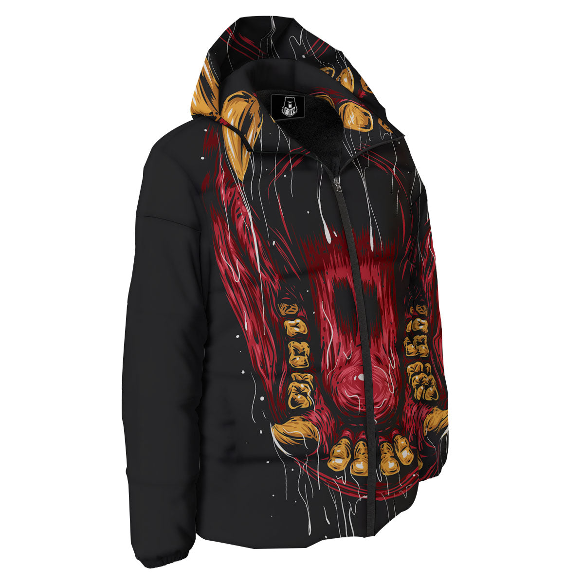 Beast Mouth Open Print Down Jacket-grizzshop