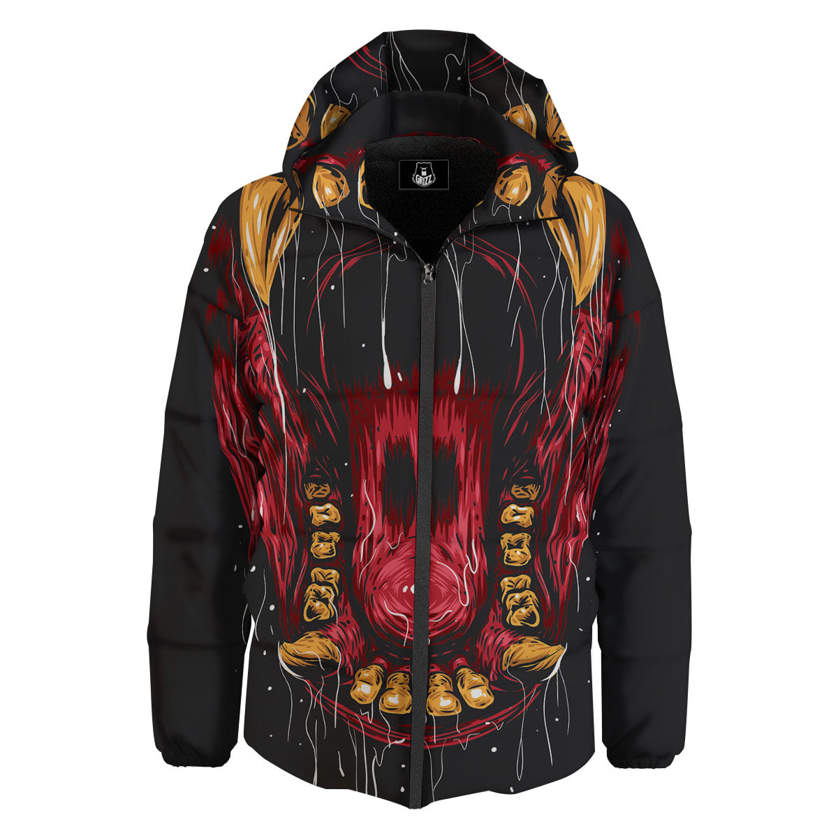 Beast Mouth Open Print Down Jacket-grizzshop