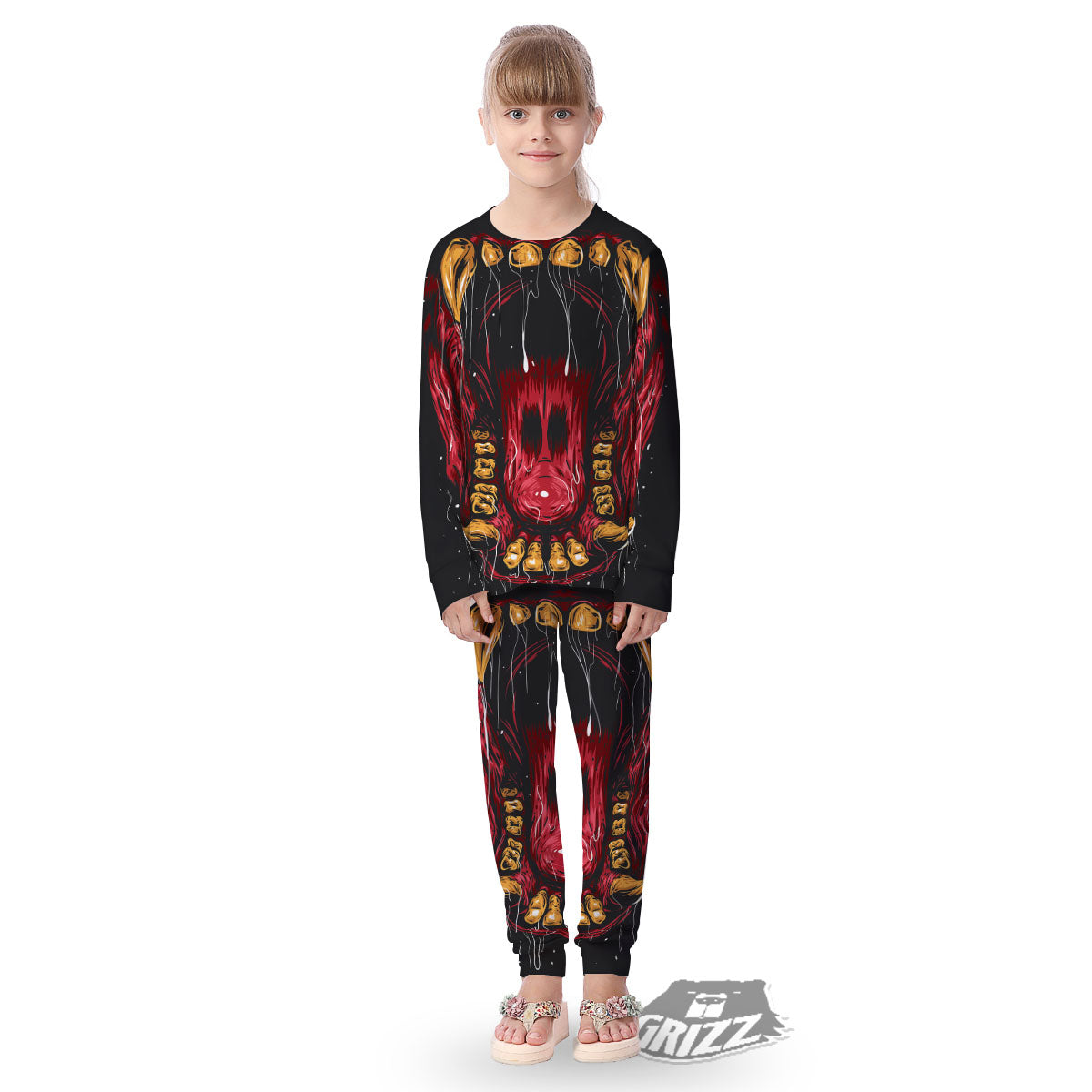 Beast Mouth Open Print Kid's Pajamas-grizzshop