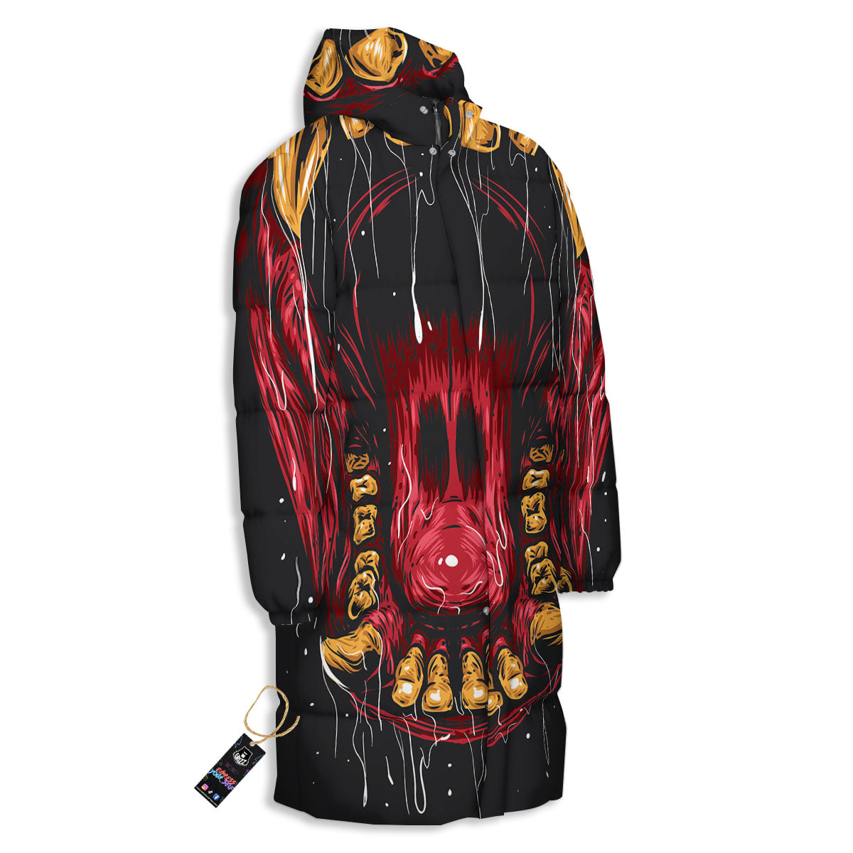 Beast Mouth Open Print Long Down Jacket-grizzshop