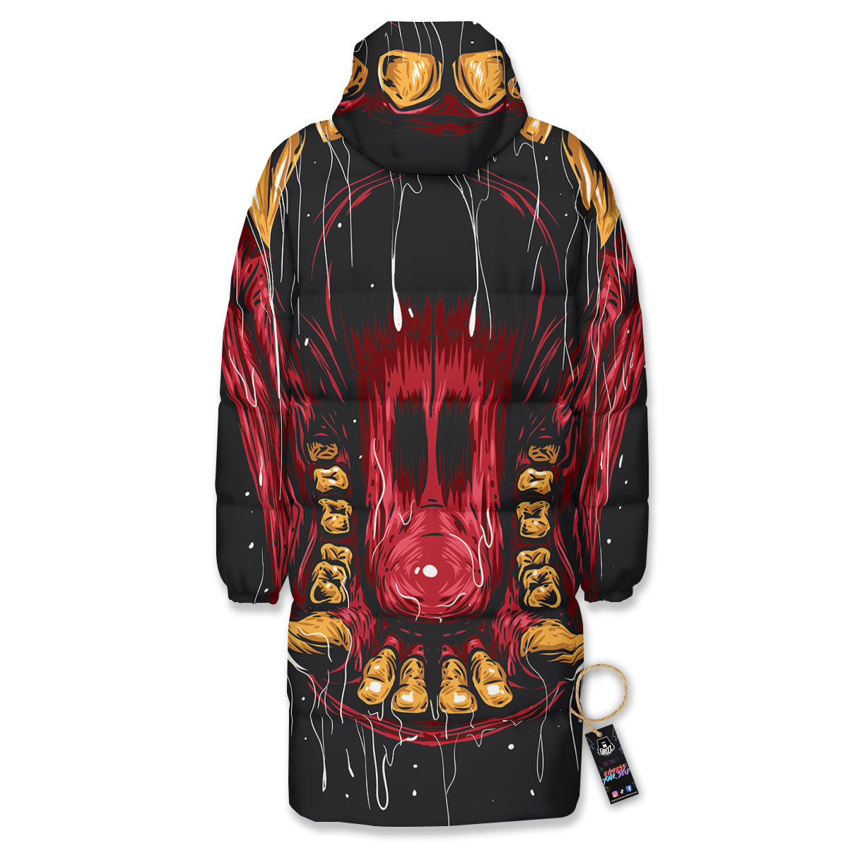 Beast Mouth Open Print Long Down Jacket-grizzshop