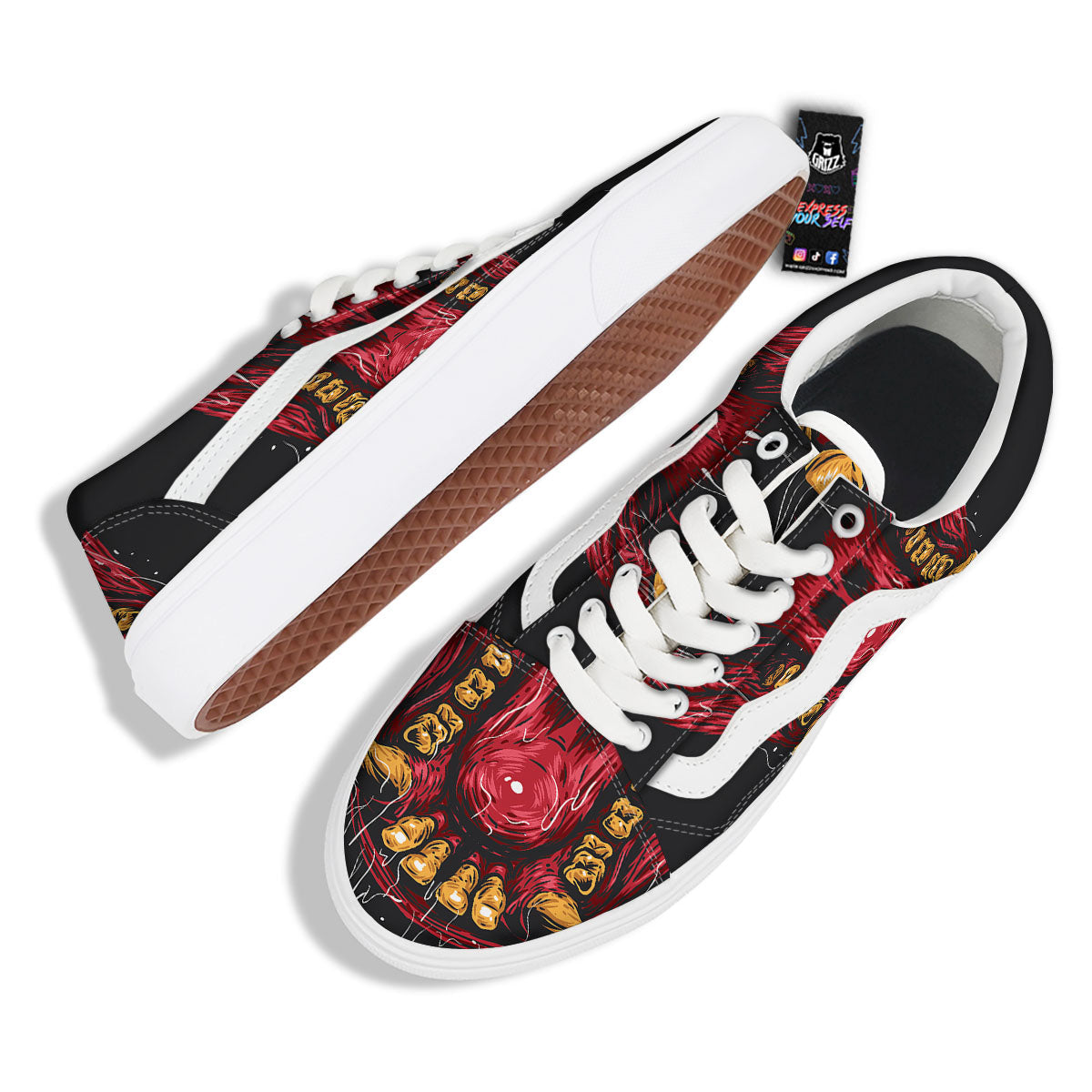 Beast Mouth Open Print Skate Shoes-grizzshop