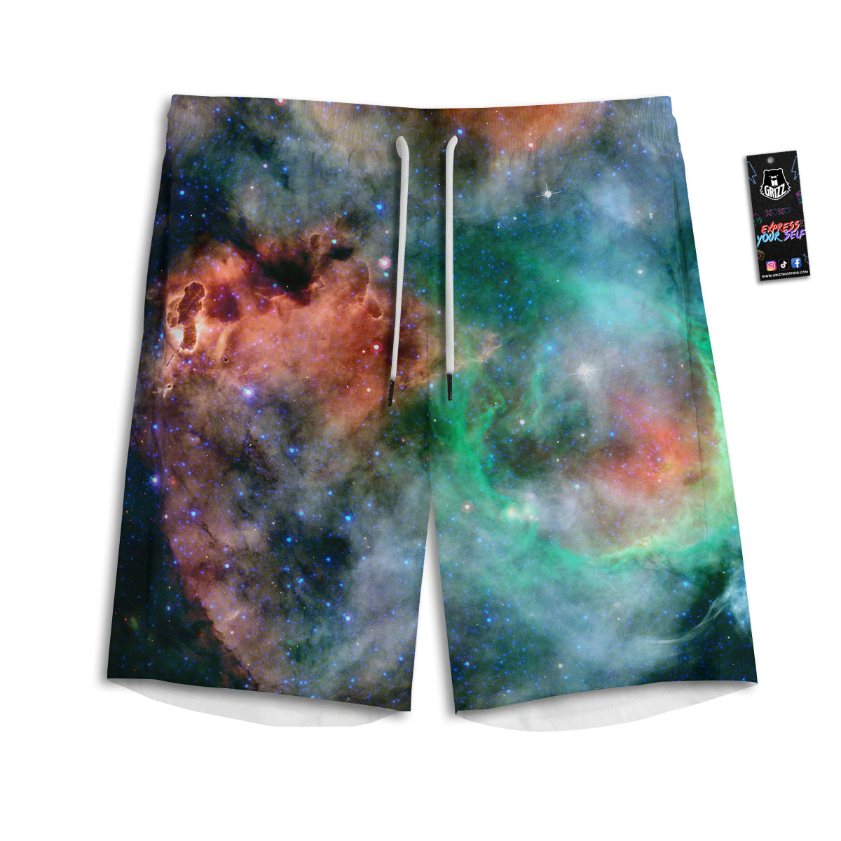 Beauty Of Outer Space Print Men's Athletic Shorts
