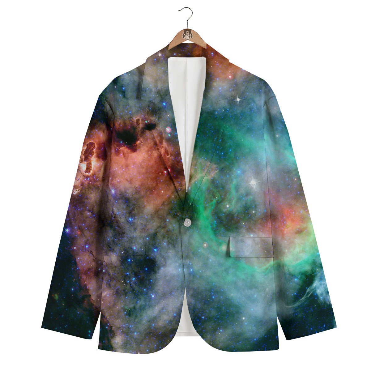 Beauty Of Outer Space Print Men's Blazer-grizzshop