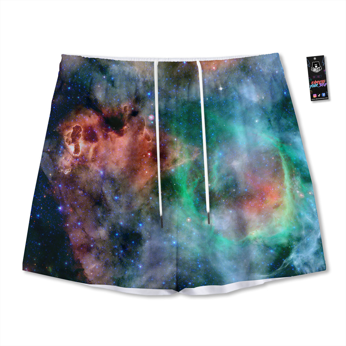 Cannabis Leaf Green Print Pattern Mesh Shorts