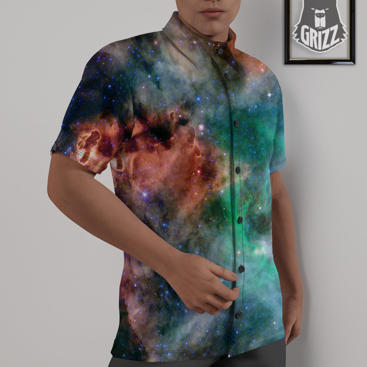 Beauty Of Outer Space Print Untucked Shirts-grizzshop