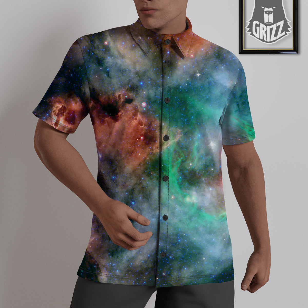 Beauty Of Outer Space Print Untucked Shirts-grizzshop