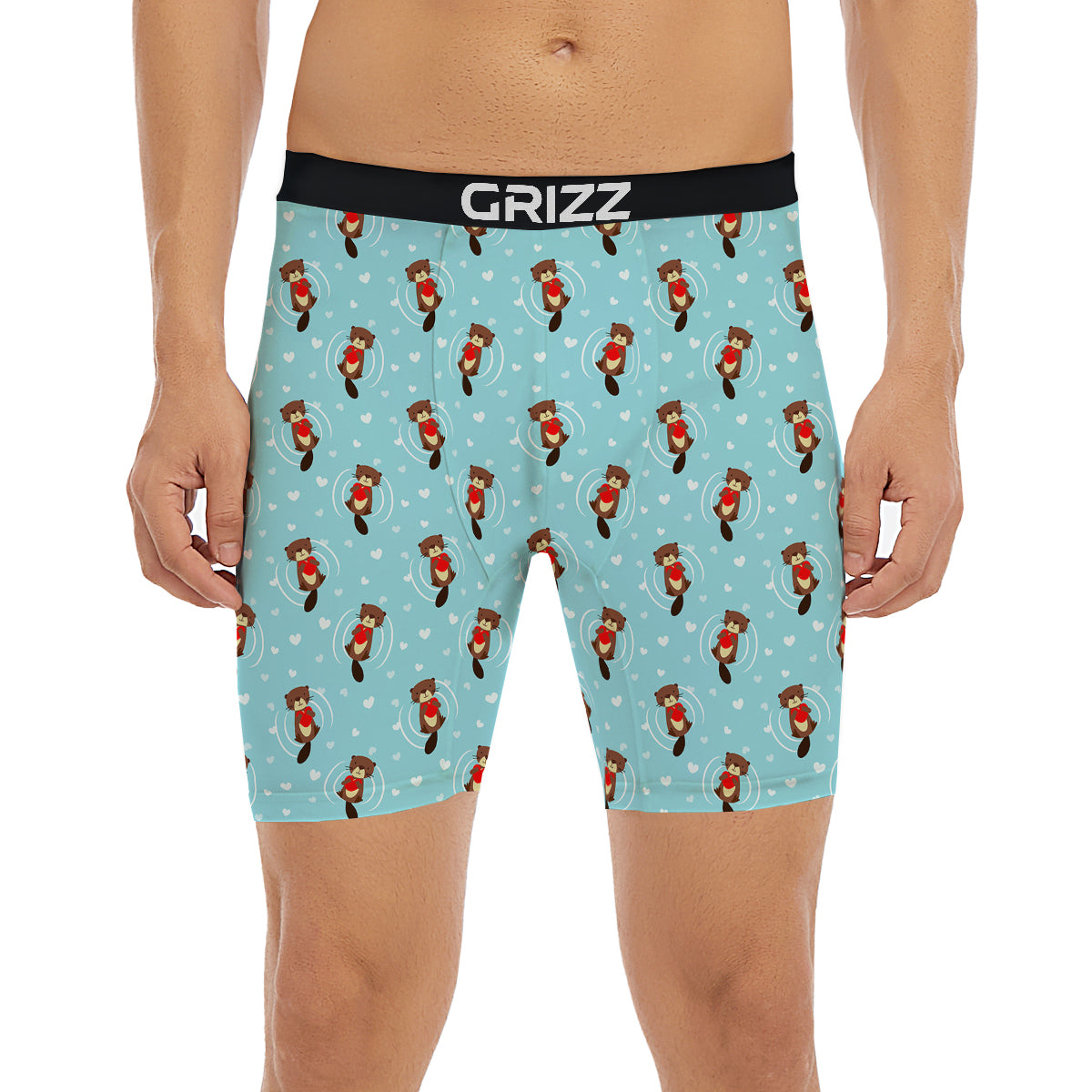Beaver And Heart Print Pattern Boxer Briefs-grizzshop