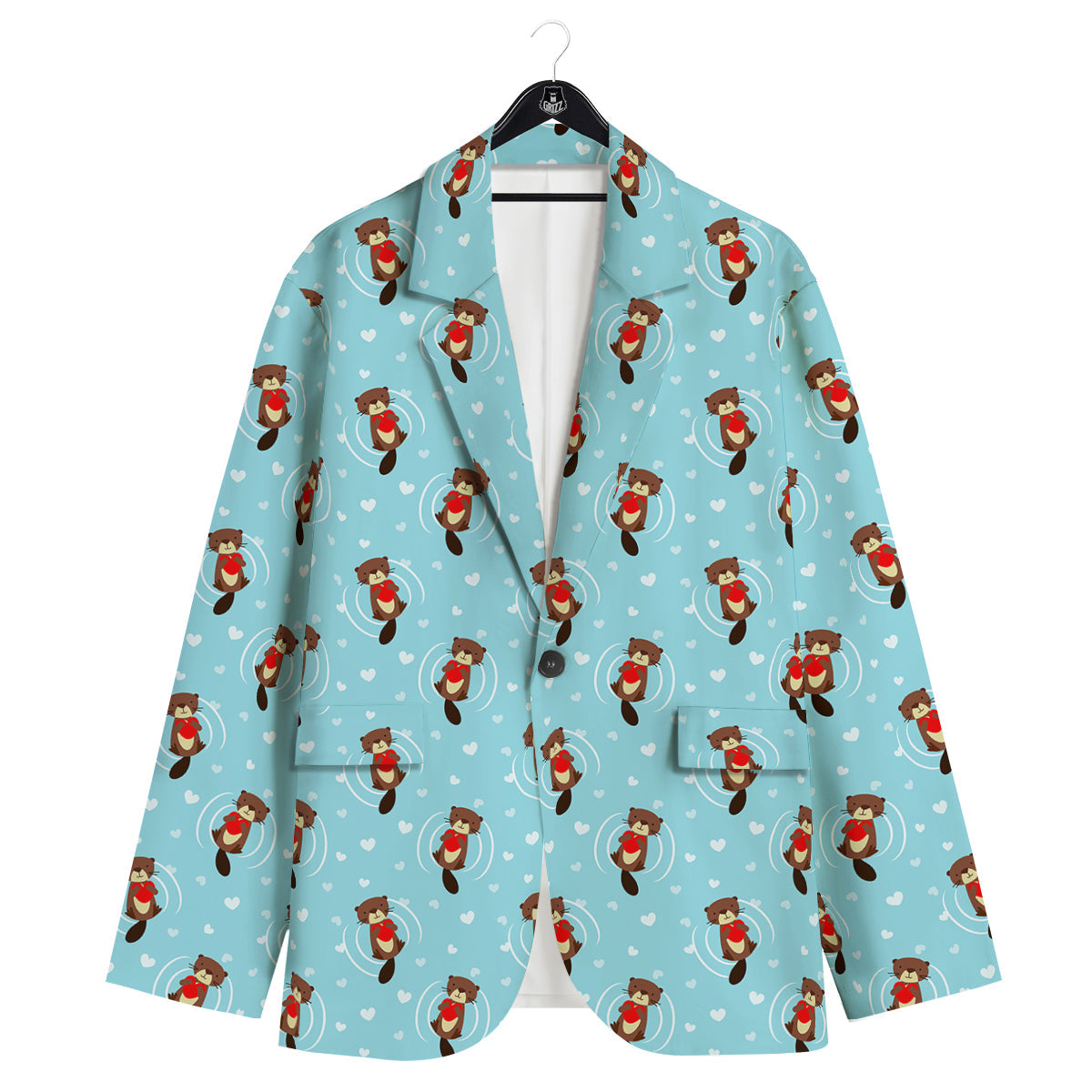 Beaver And Heart Print Pattern Men's Sport Coat-grizzshop