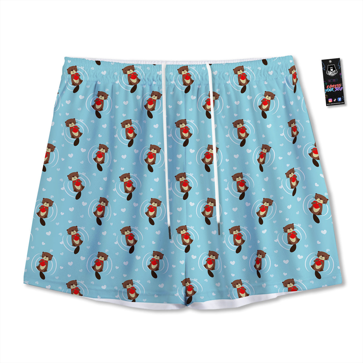 Cannabis Leaf Pink And Green Print Mesh Shorts