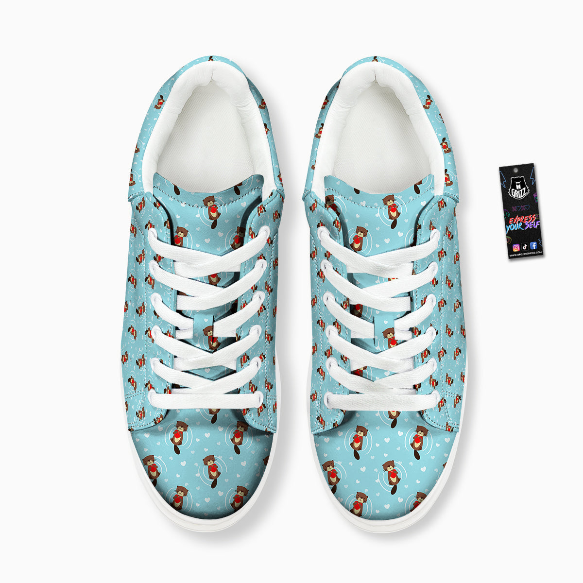Beaver And Heart Print Pattern Platform Shoes-grizzshop