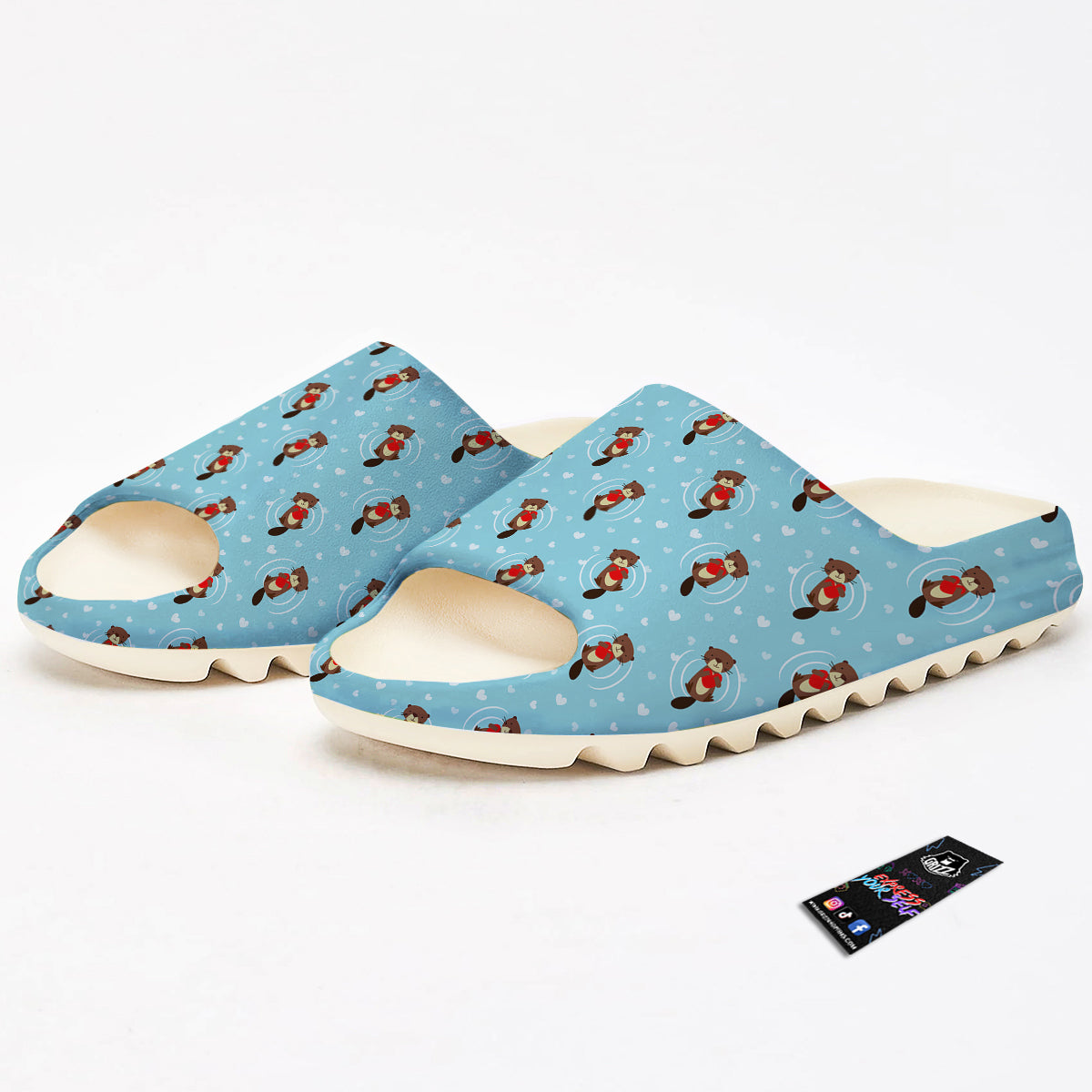 Beaver And Heart Print Pattern Sandals-grizzshop