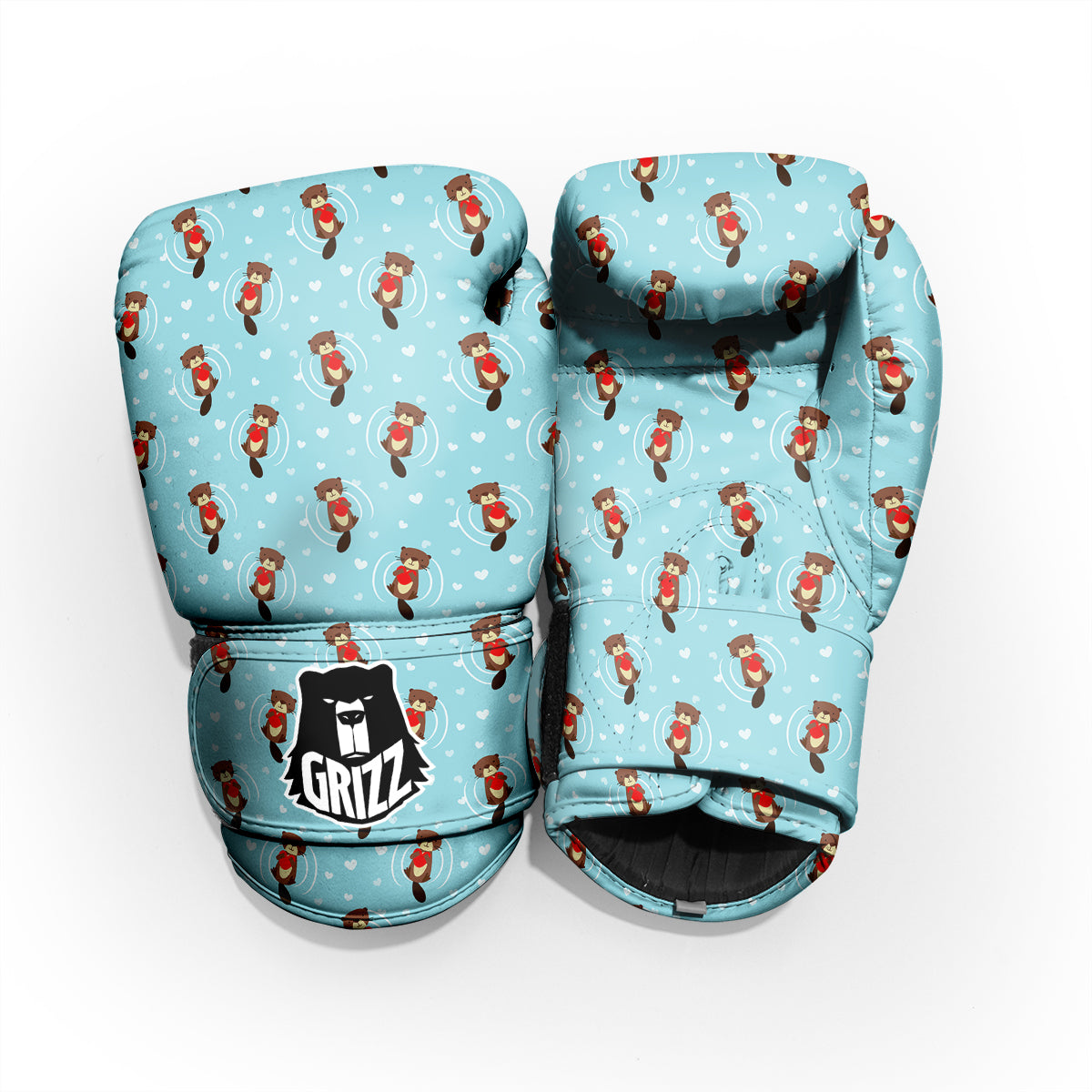 Beaver And Heart Print Pattern Pro Boxing Glove