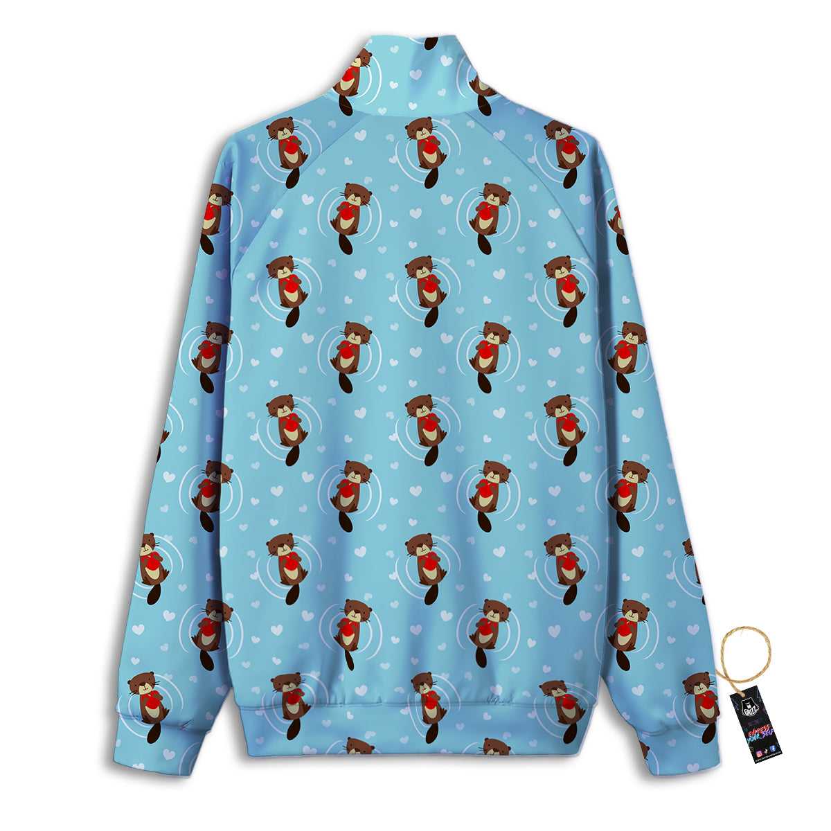 Beaver And Heart Print Pattern Track Jacket-grizzshop