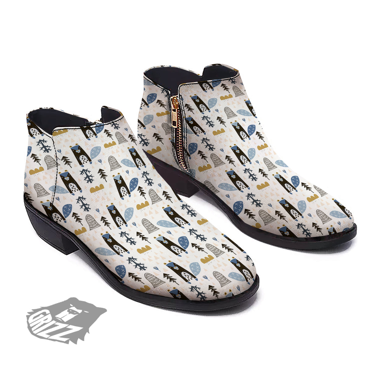 Beaver Cartoon Print Pattern Ankle Boots-grizzshop