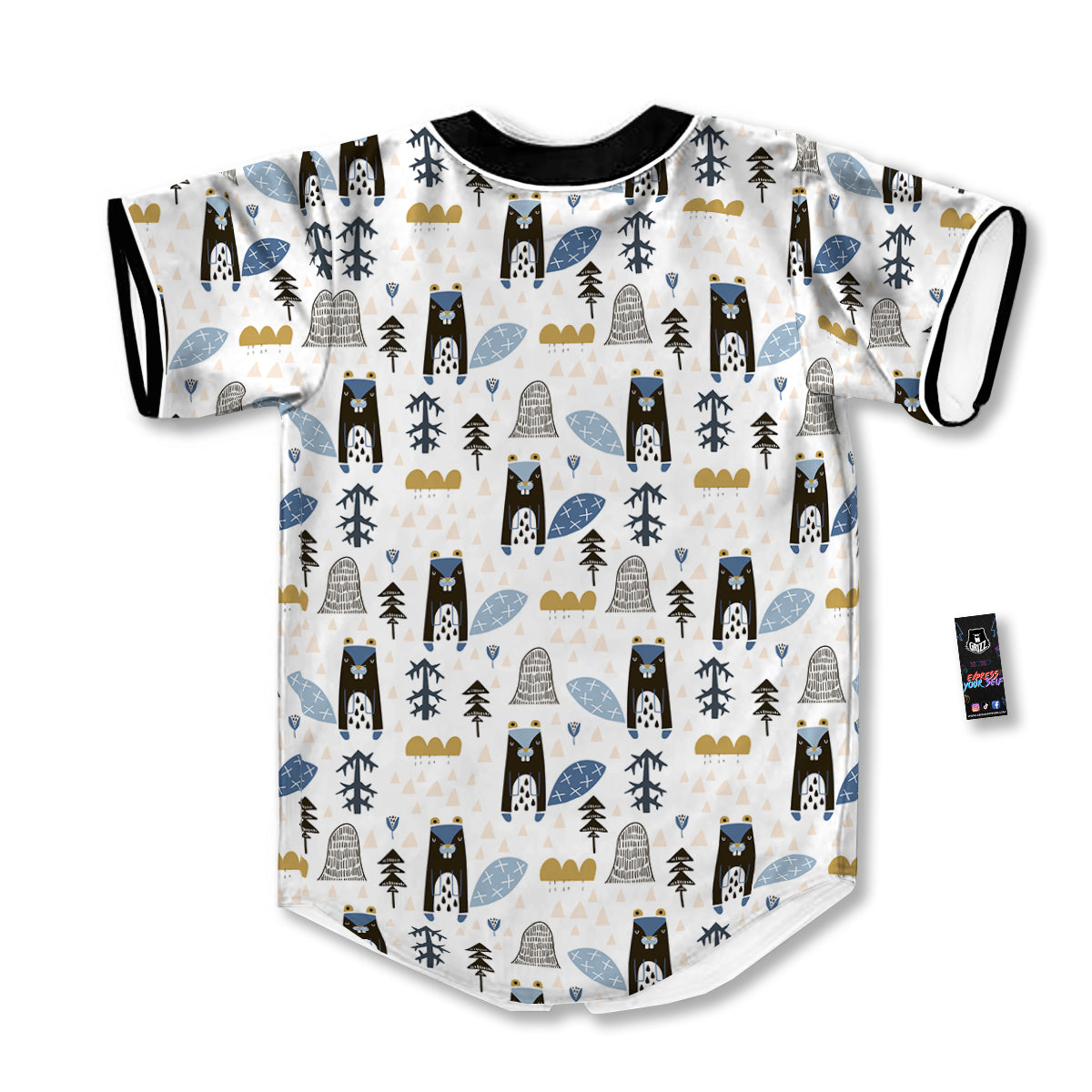 Beaver Cartoon Print Pattern Baseball Jersey-grizzshop