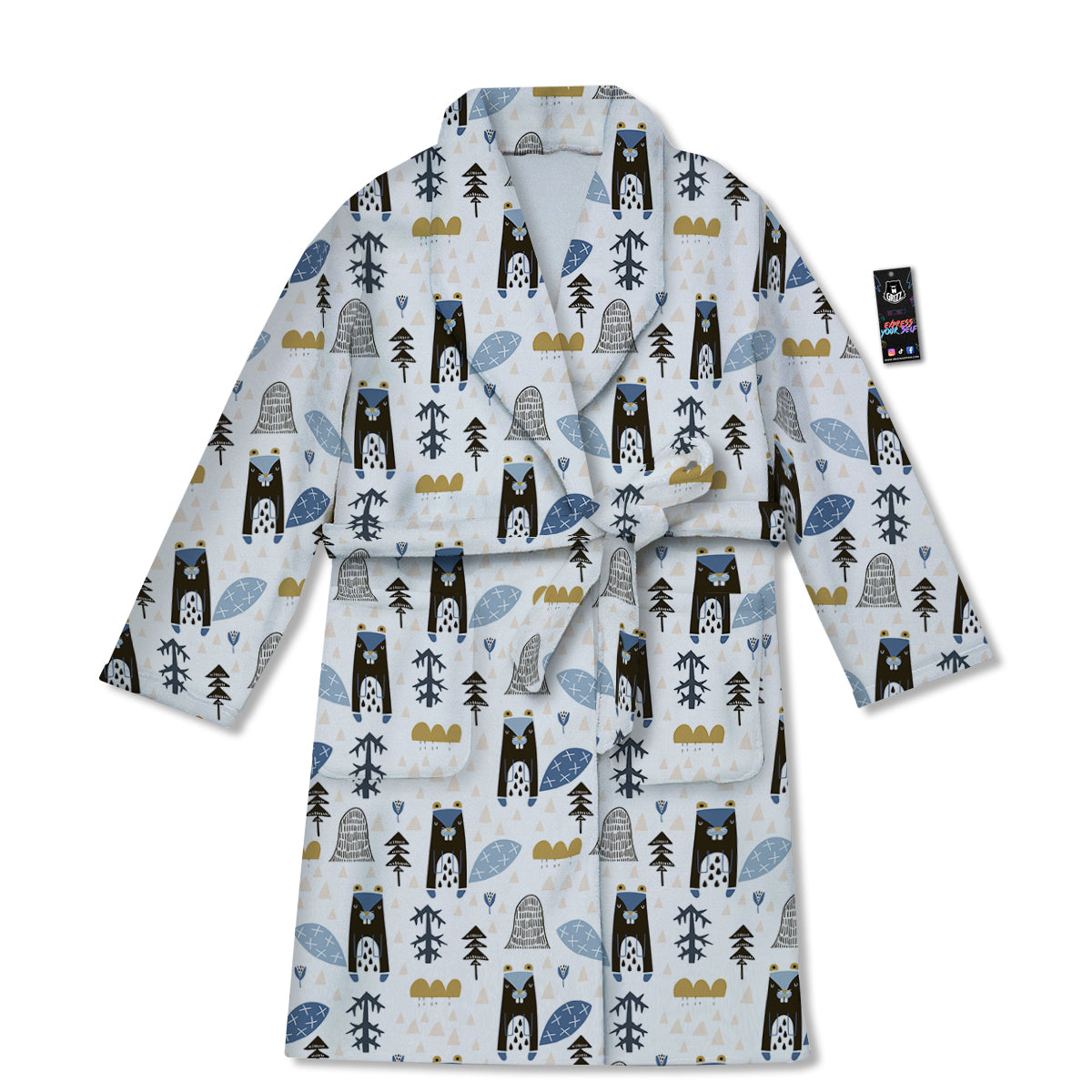 Beaver Cartoon Print Pattern Bathrobe-grizzshop