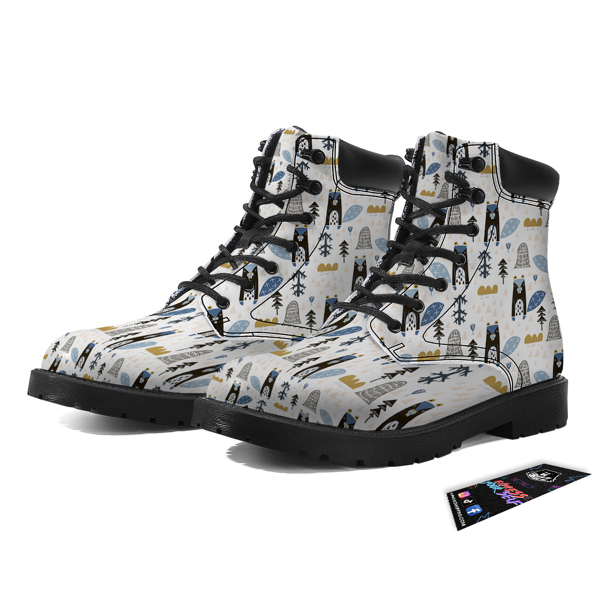Beaver Cartoon Print Pattern Boots-grizzshop