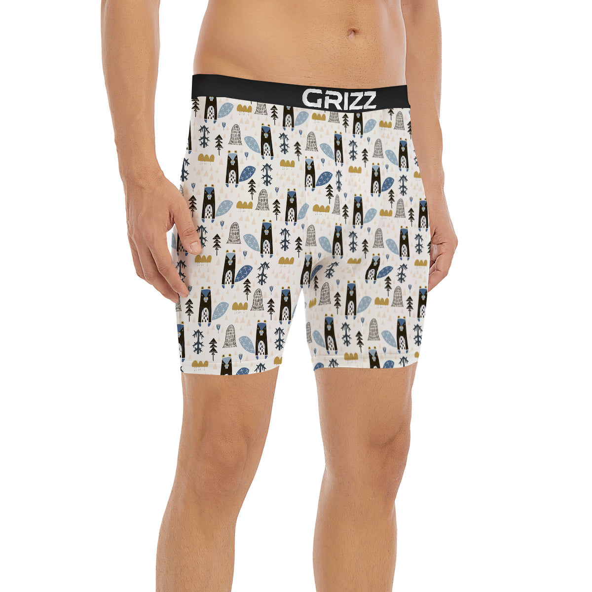 Beaver Cartoon Print Pattern Boxer Briefs-grizzshop