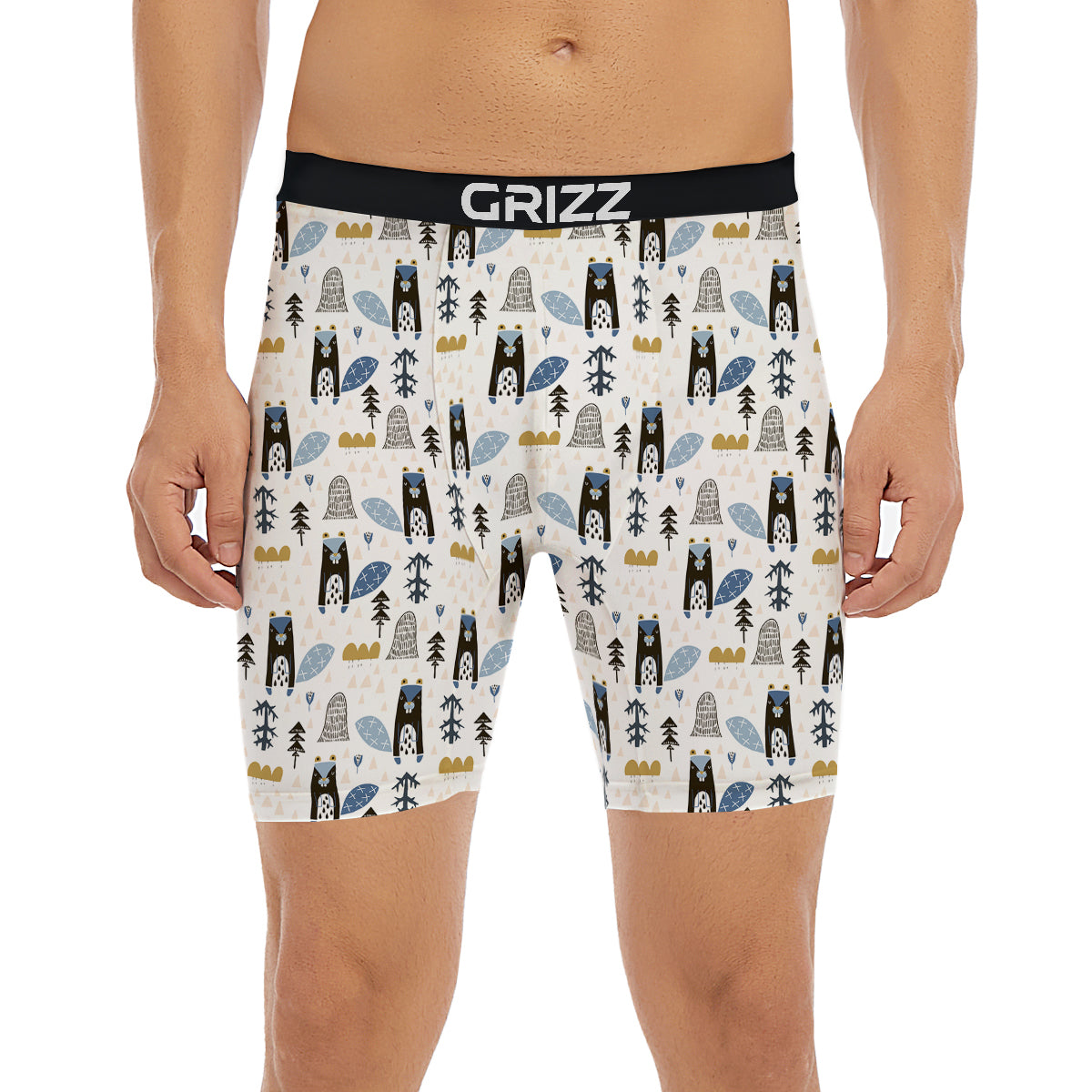 Beaver Cartoon Print Pattern Boxer Briefs-grizzshop