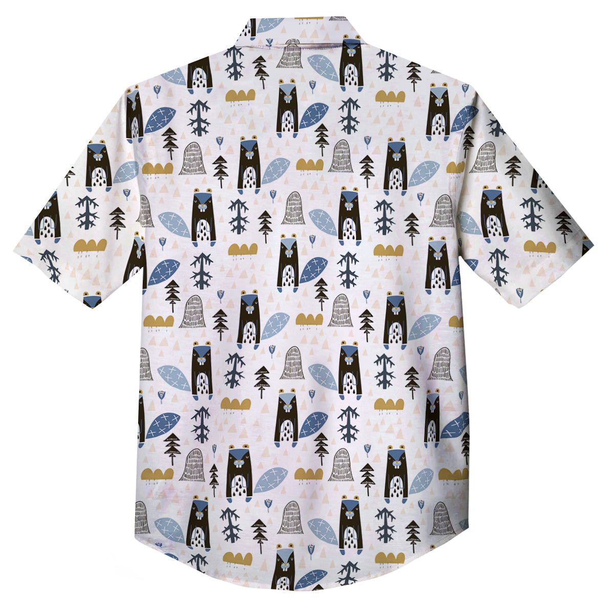 Beaver Cartoon Print Pattern Button Up Shirt-grizzshop