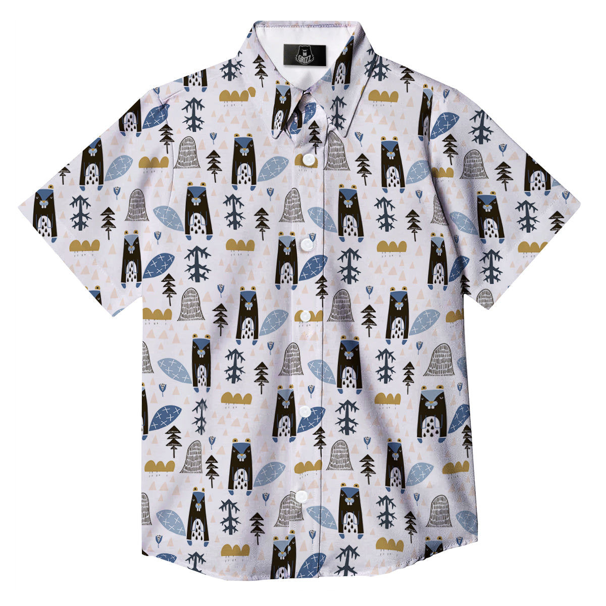 Beaver Cartoon Print Pattern Button Up Shirt-grizzshop