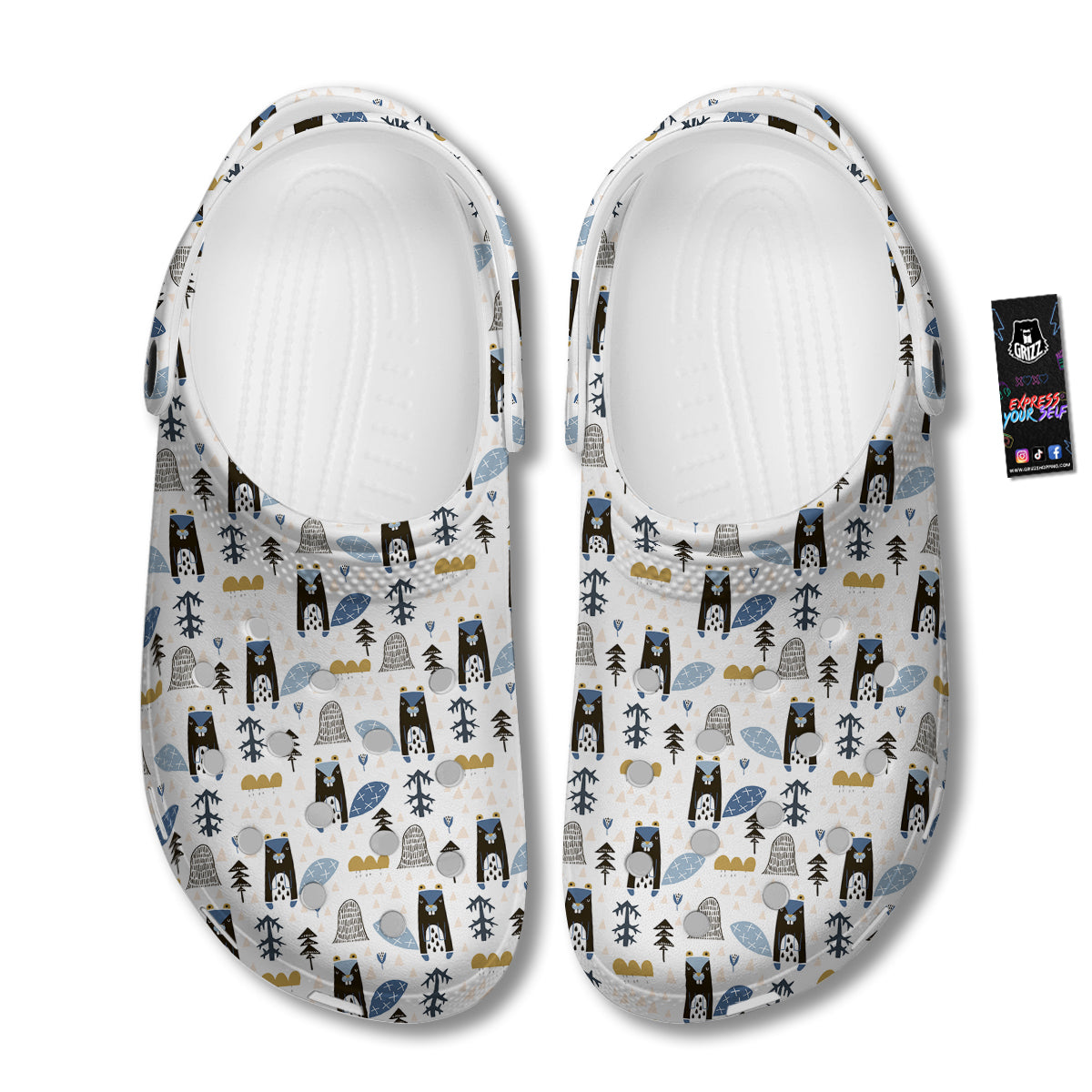 Beaver Cartoon Print Pattern Clog-grizzshop