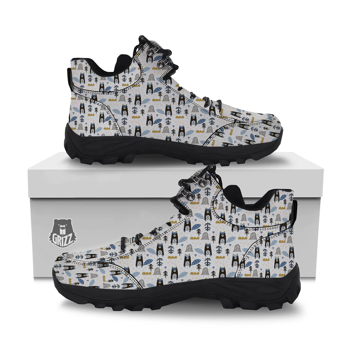 Beaver Cartoon Print Pattern Hiking Shoes-grizzshop