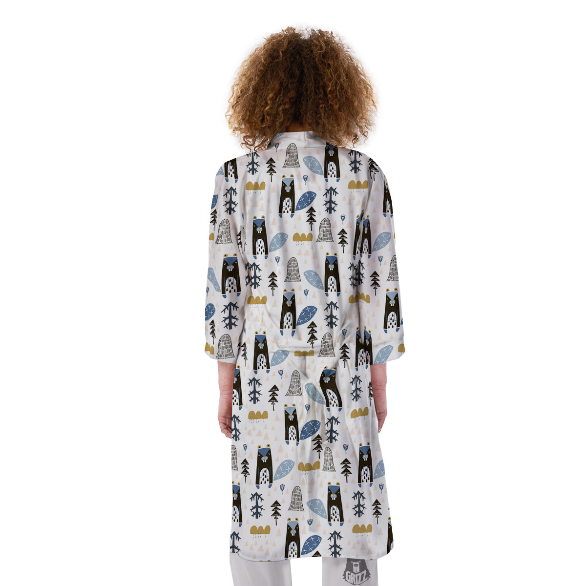 Beaver Cartoon Print Pattern Kimono-grizzshop