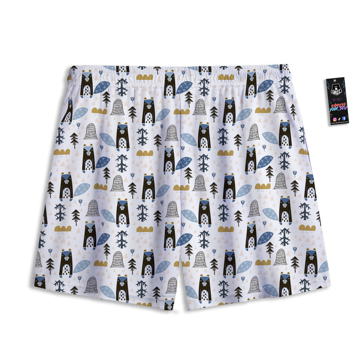 Beaver Cartoon Print Pattern Mesh Shorts-grizzshop