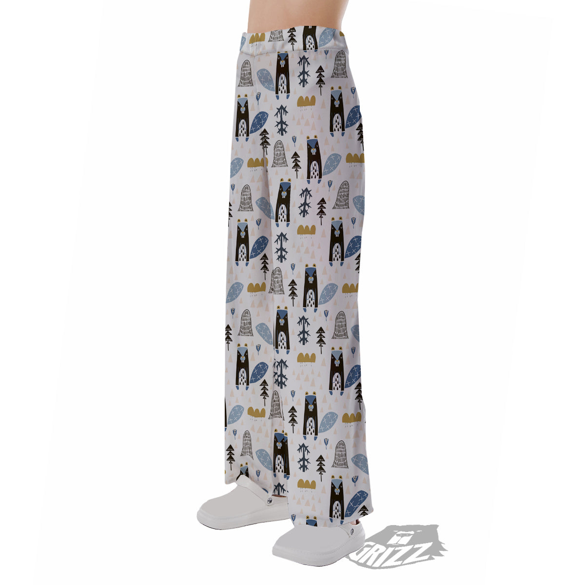 Beaver Cartoon Print Pattern Pajama Pants-grizzshop