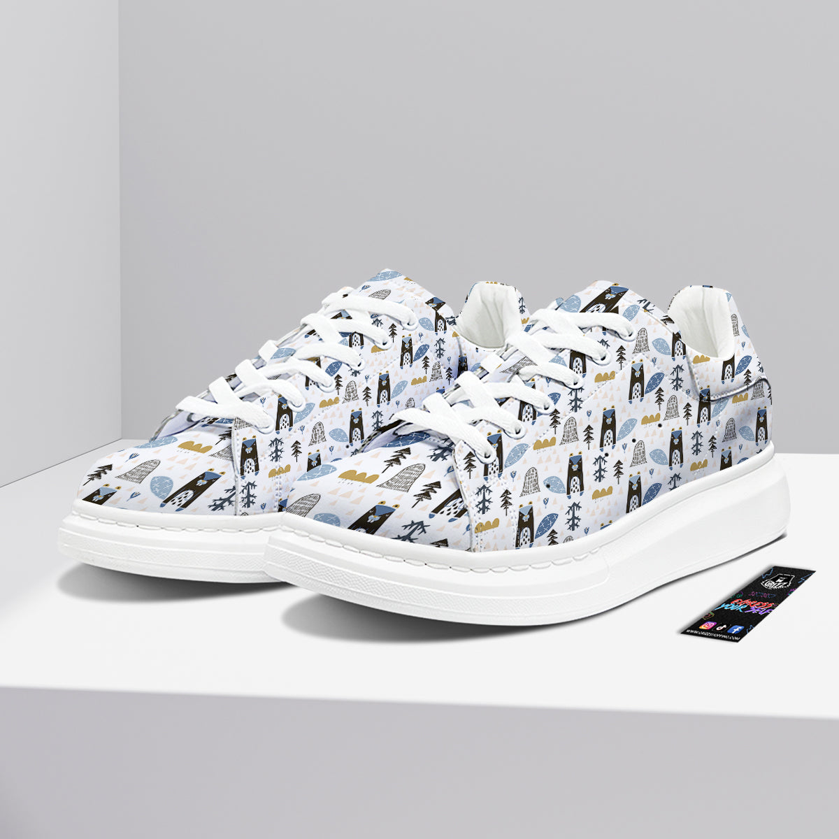 Beaver Cartoon Print Pattern Platform Shoes-grizzshop