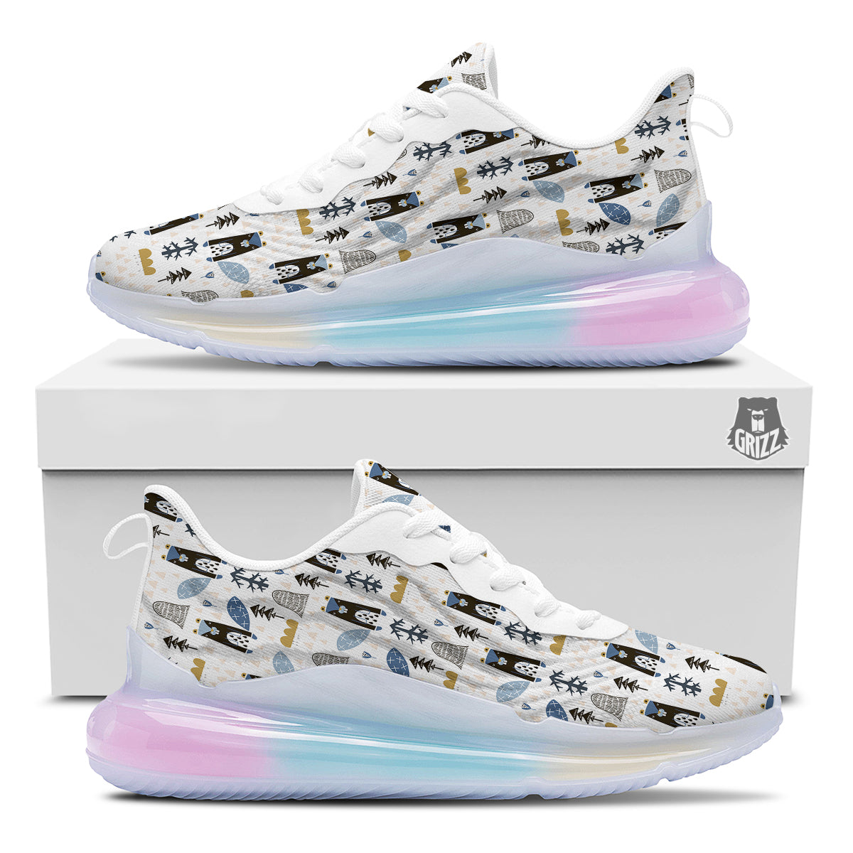 Beaver Cartoon Print Pattern Running Sneakers-grizzshop