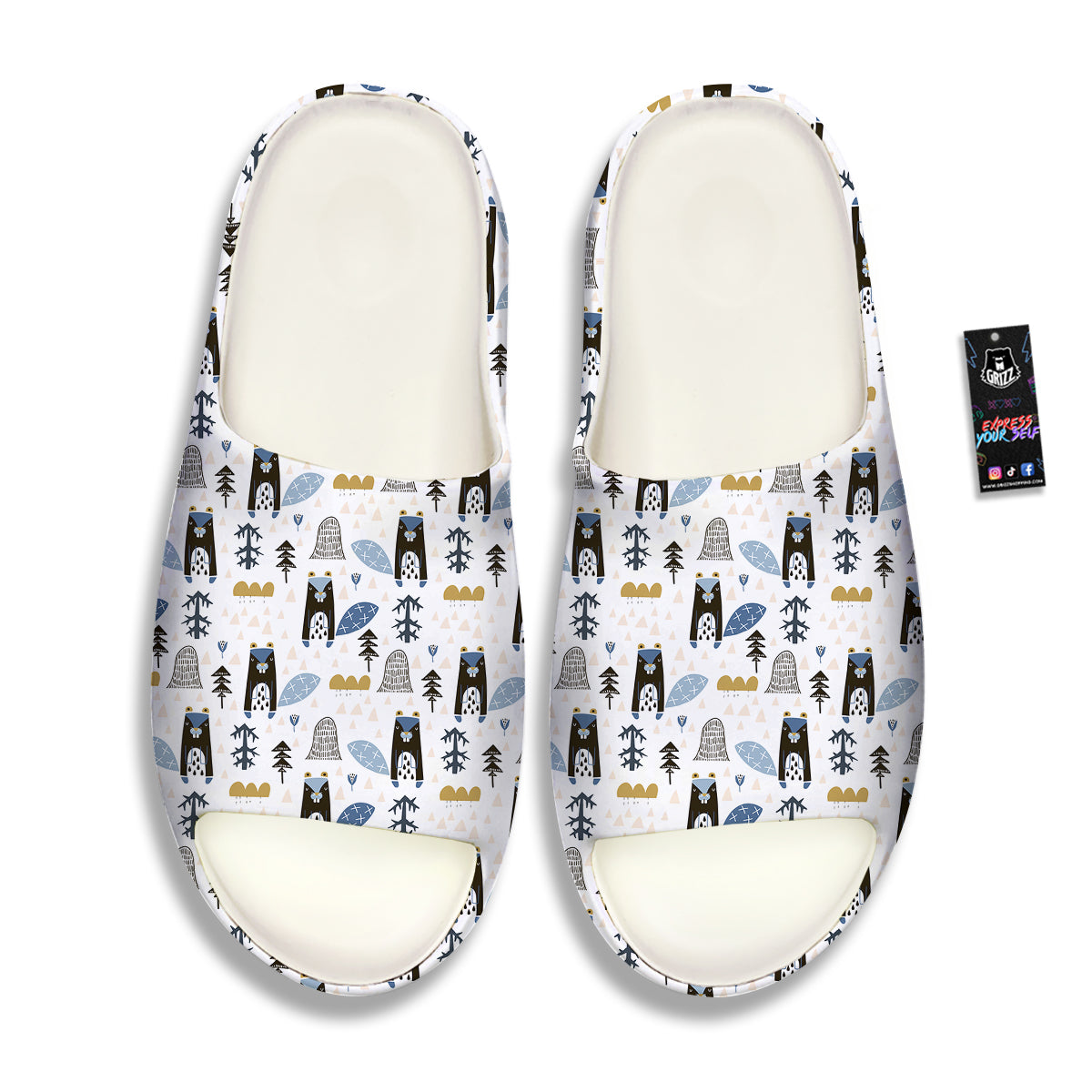 Beaver Cartoon Print Pattern Sandals-grizzshop