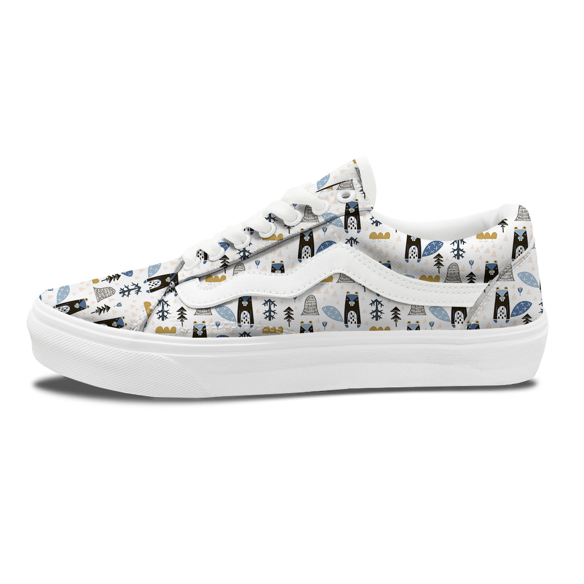 Beaver Cartoon Print Pattern Skate Shoes-grizzshop