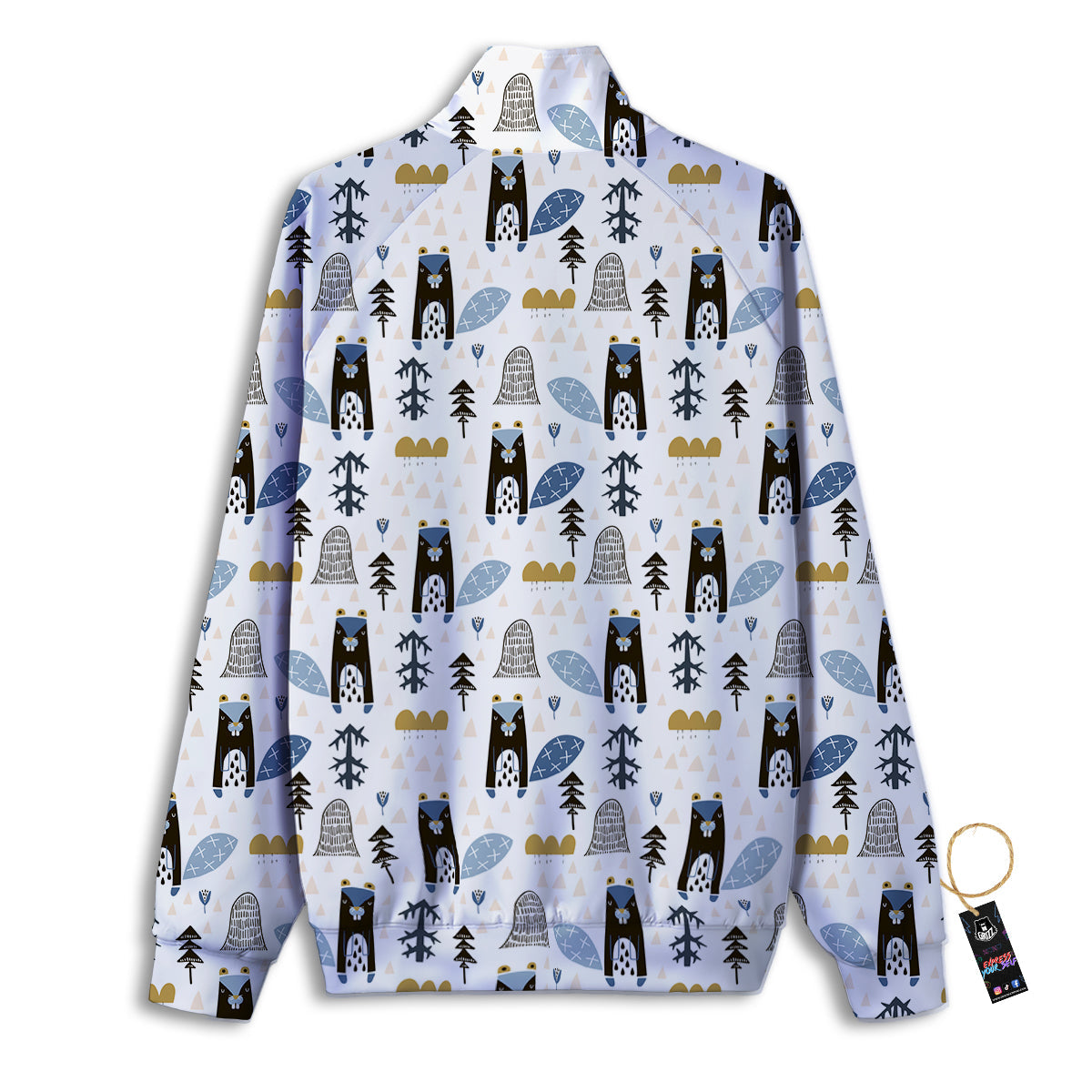 Beaver Cartoon Print Pattern Track Jacket-grizzshop