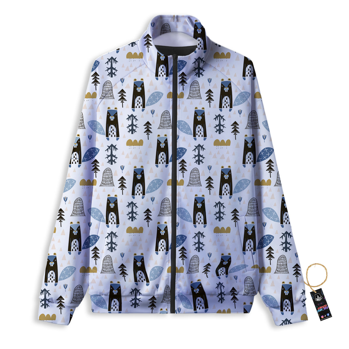 Beaver Cartoon Print Pattern Track Jacket-grizzshop