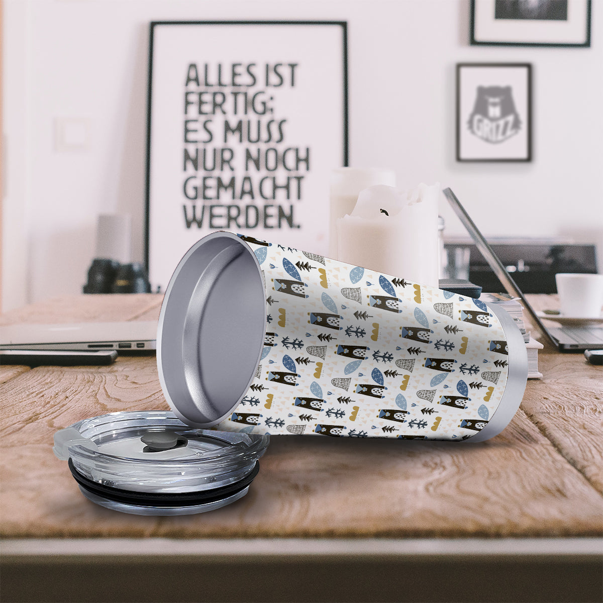 Beaver Cartoon Print Pattern Tumbler-grizzshop