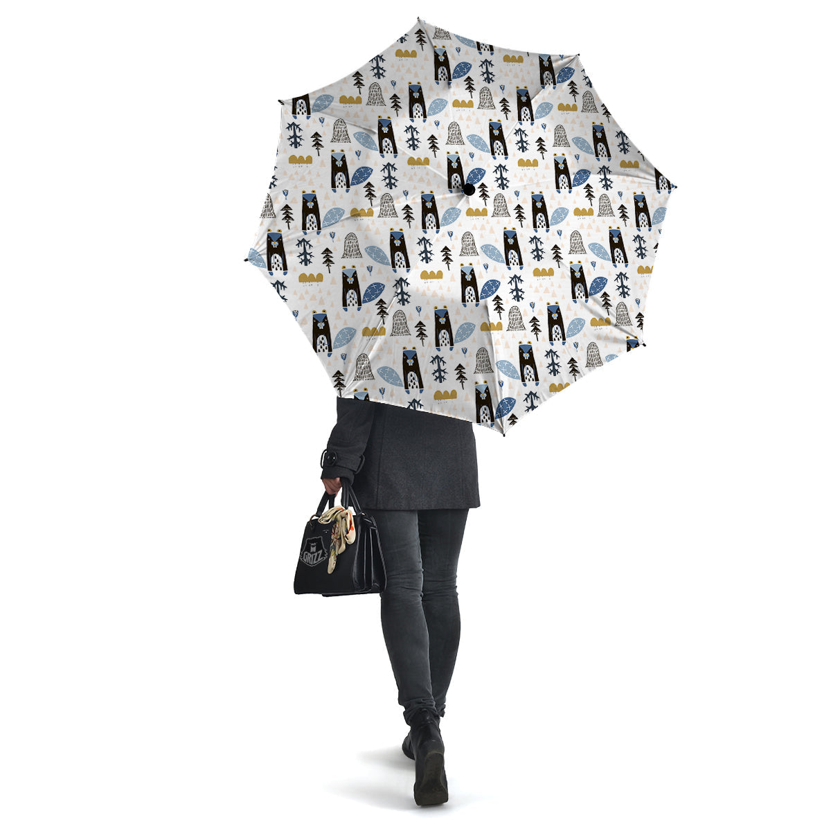 Beaver Cartoon Print Pattern Umbrella-grizzshop