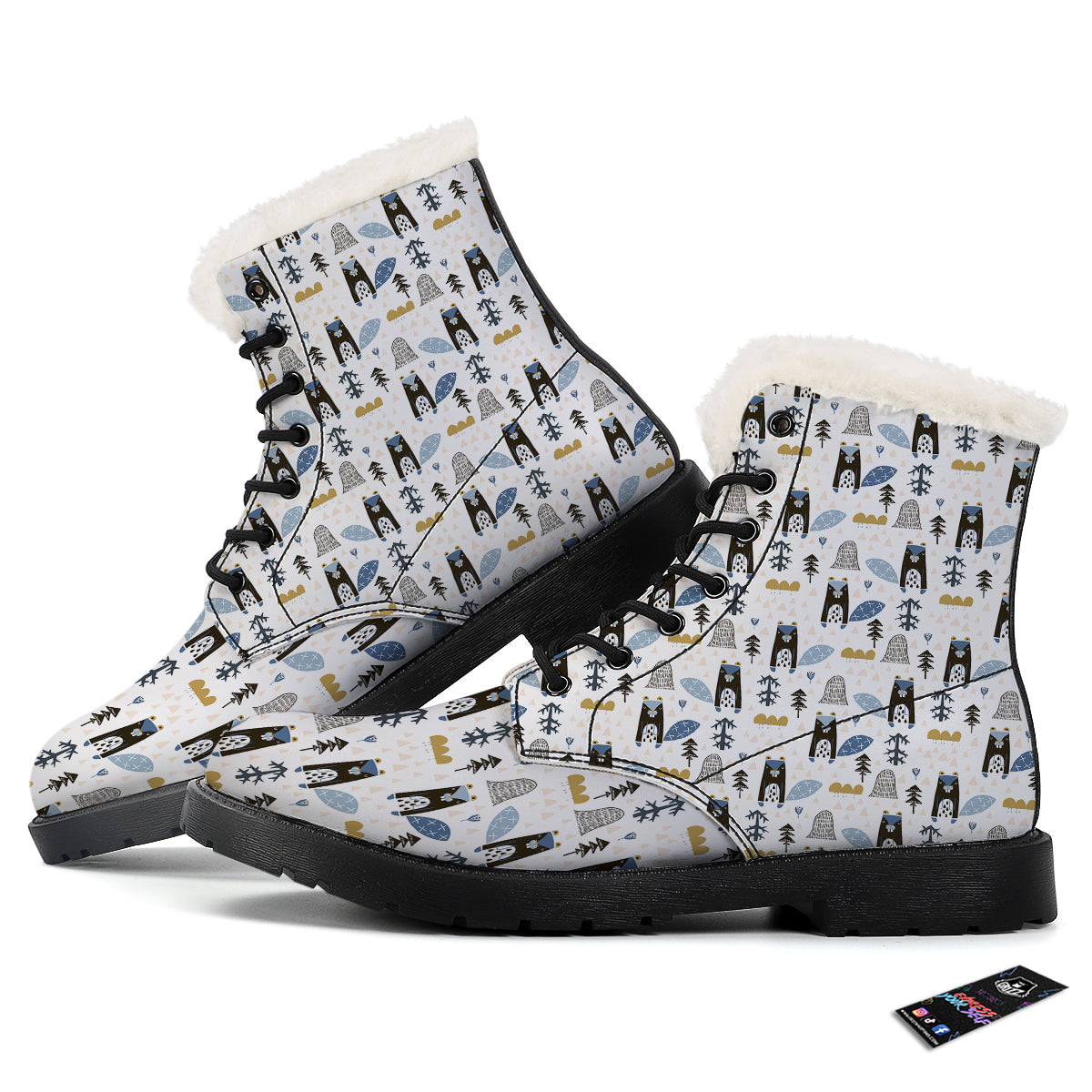 Beaver Cartoon Print Pattern Winter Boots-grizzshop