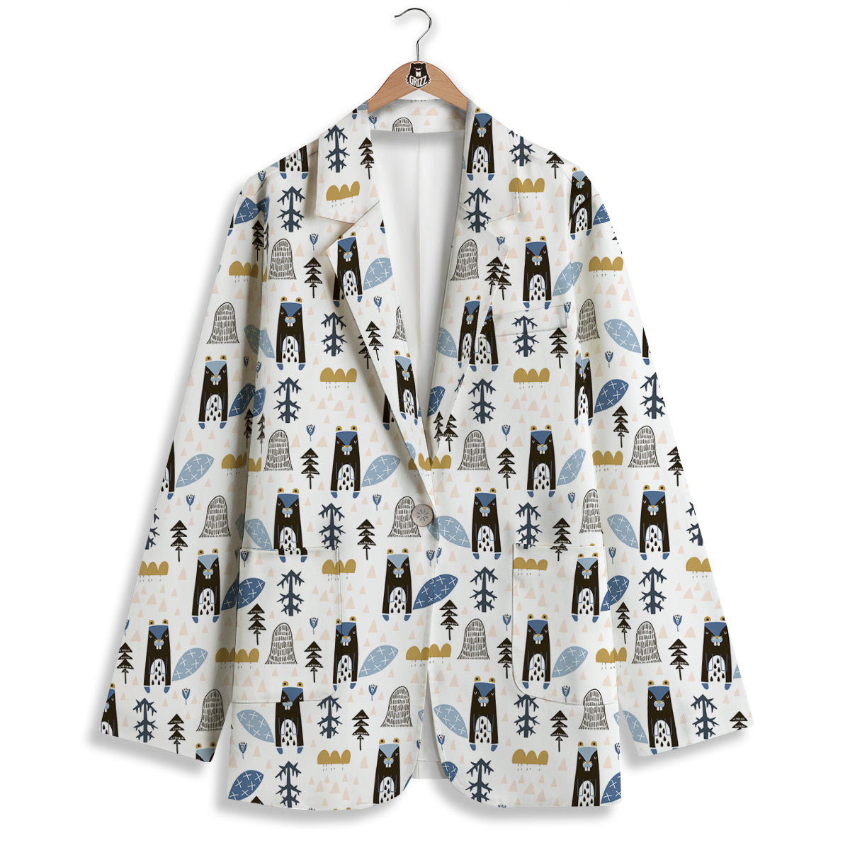 Beaver Cartoon Print Pattern Women's Blazer-grizzshop