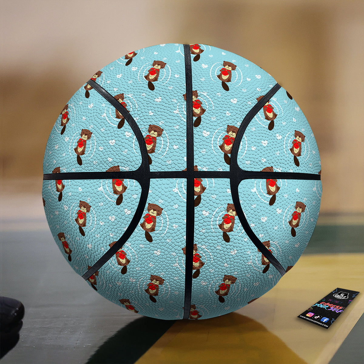 Beaver And Heart Print Pattern Basketball