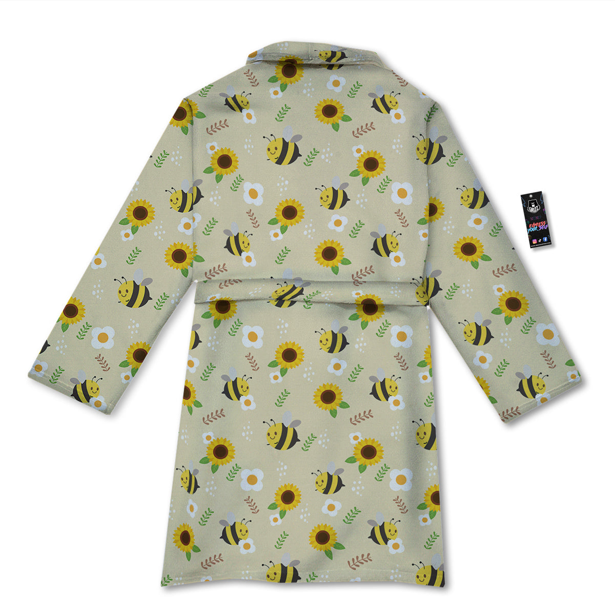 Bee Cute Cartoon Print Pattern Bathrobe-grizzshop