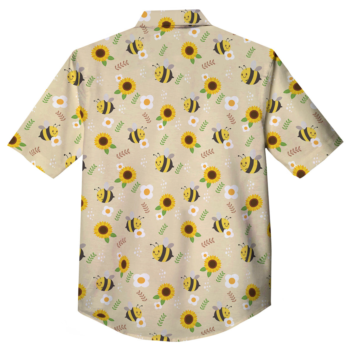 Bee Cute Cartoon Print Pattern Button Up Shirt-grizzshop