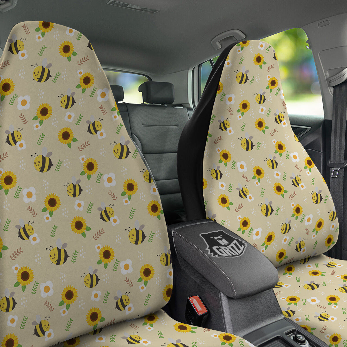Bee Cute Cartoon Print Pattern Car Seat Covers-grizzshop