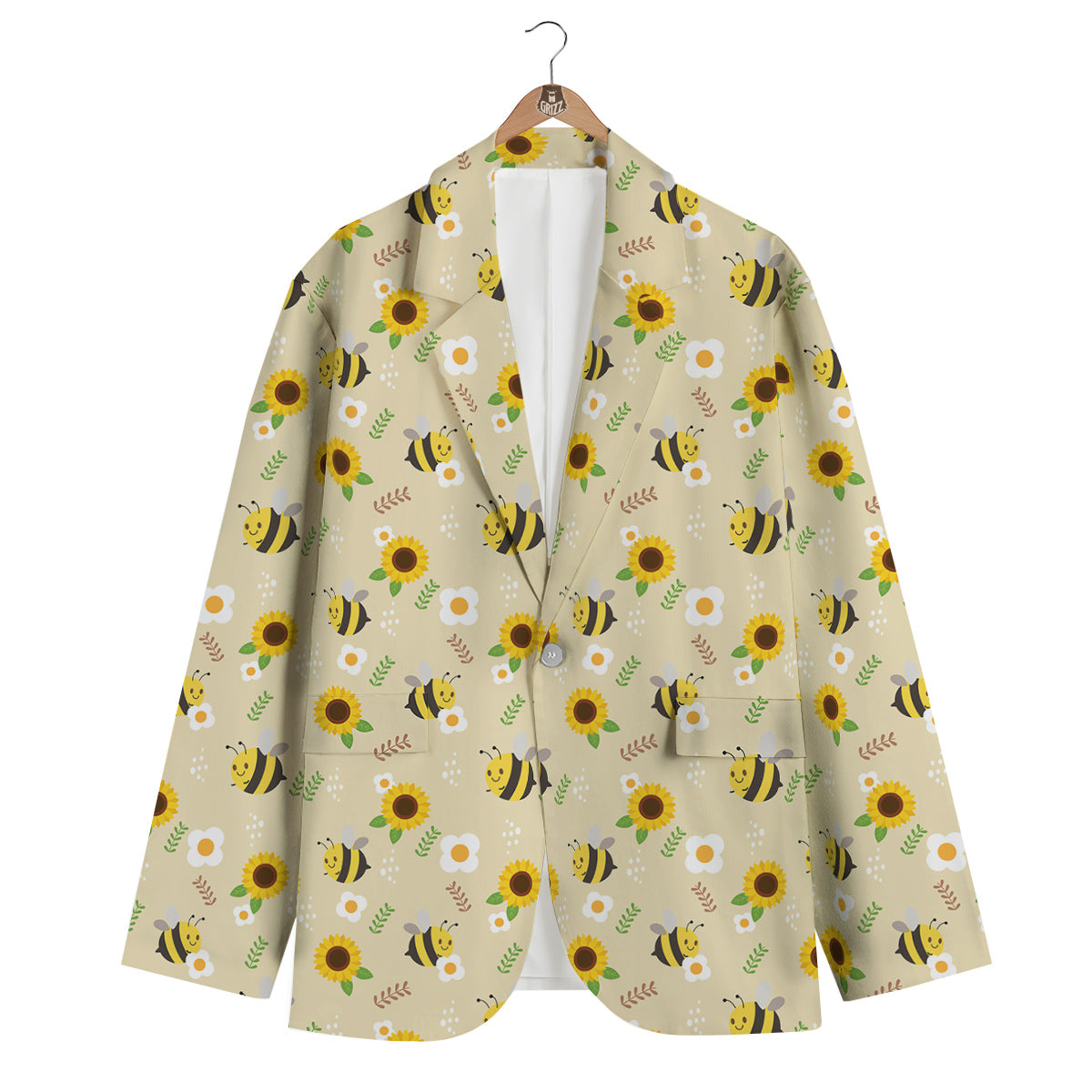 Bee Cute Cartoon Print Pattern Men's Blazer-grizzshop