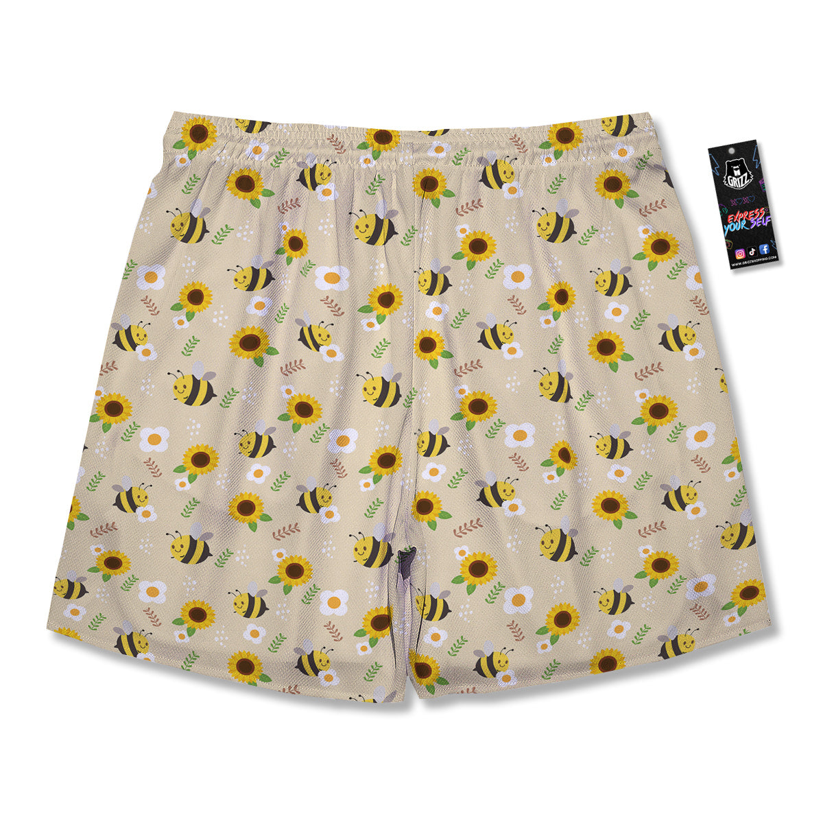 Bee Cute Cartoon Print Pattern Men's Running Shorts-grizzshop