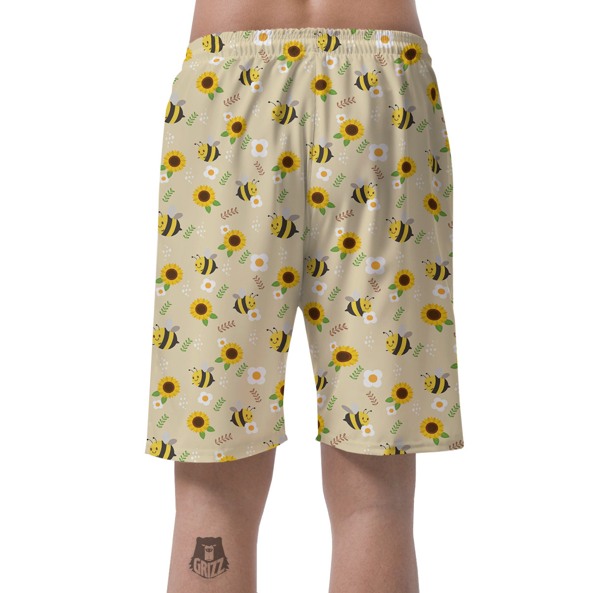 Bee Cute Cartoon Print Pattern Men's Shorts-grizzshop