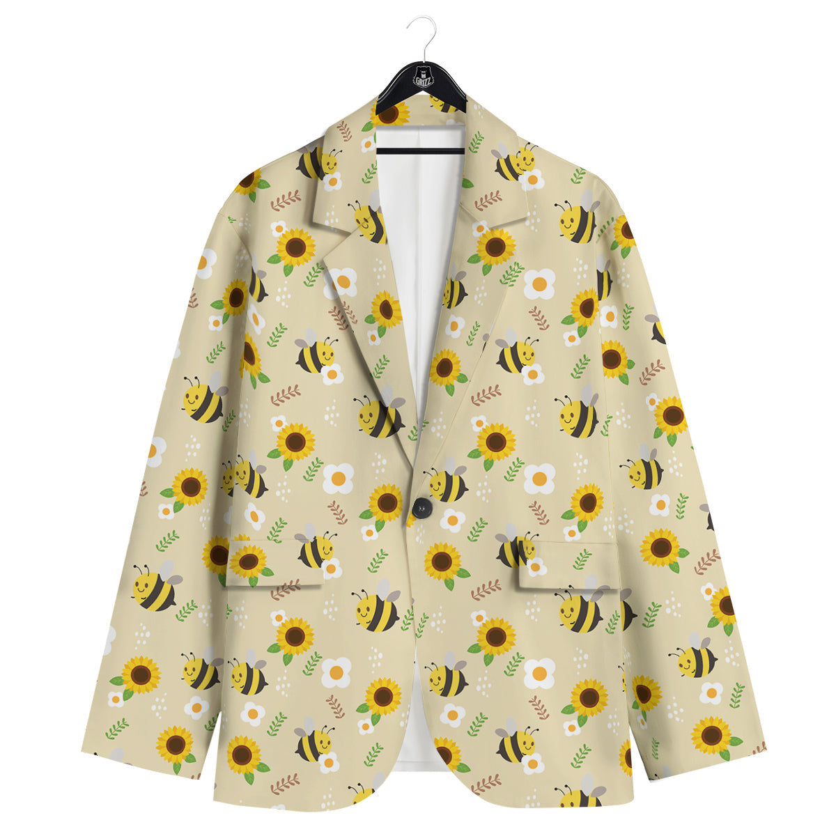Bee Cute Cartoon Print Pattern Men's Sport Coat-grizzshop